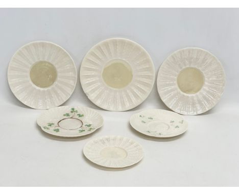 6 third period Belleek pottery saucers. 1946-1980. 