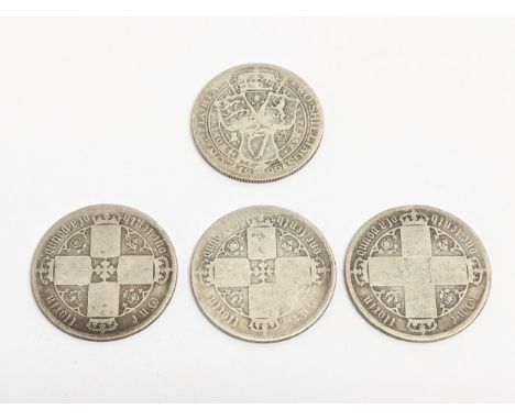 4 silver Victorian coins, including 3 Florins and 1 Two Shillings. Total weight 42.2g 