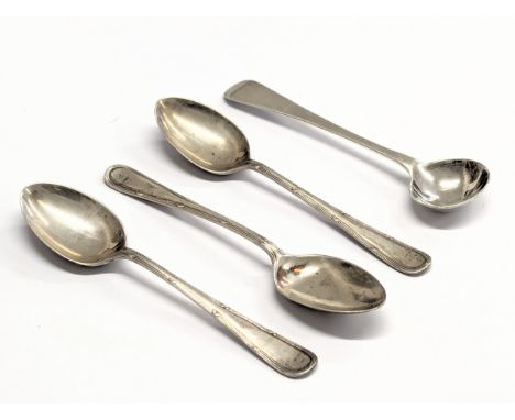 A set of 3 early 20th century silver spoons by Cooper Brothers &amp; Sons. Sheffield, 1919. With another silver spoon. Total 