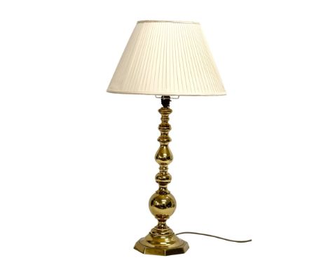 A large vintage brass table lamp. 78cm 