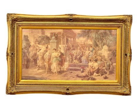 A large good quality gilt framed oleograph. Carvers &amp; Gilders. 101.5x66.5cm 