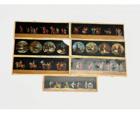 A collection of late 19th/early 20th century Magic Lantern Slides. 30cm 