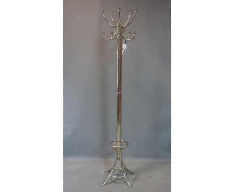 A contemporary chrome coat stand, H.182cm 