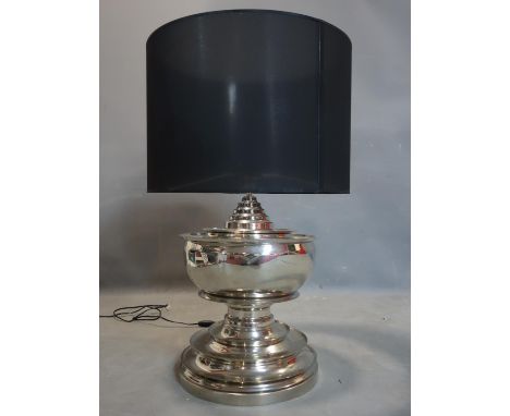 A large contemporary chrome table lamp with shade by Eichholtz, H.82cm 
