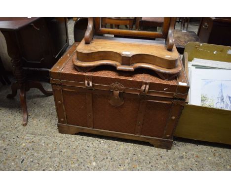 LEATHER MOUNTED TRAVEL TRUNK, 72CM HIGH