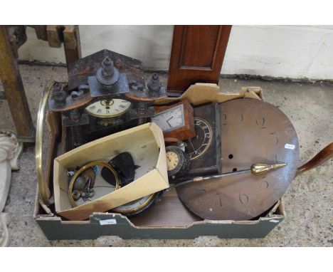 BOX OF MIXED WALL CLOCK, CLOCK PARTS ETC
