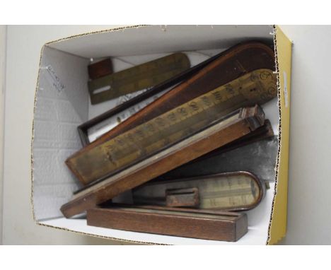 BOX OF VARIOUS 19TH CENTURY THERMOMETERS AND THERMOMETER PARTS