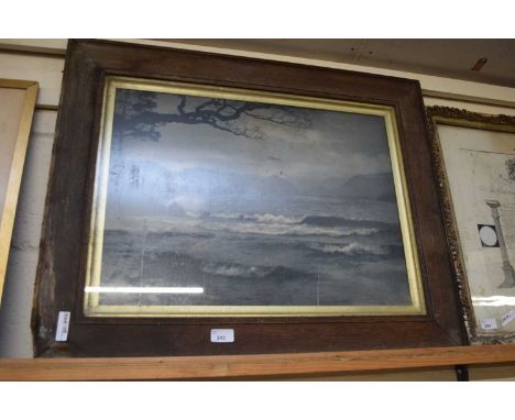 VINTAGE FRAMED BLACK AND WHITE PHOTOGRAPH OF A SCOTTISH SEASCAPE, 76CM WIDE