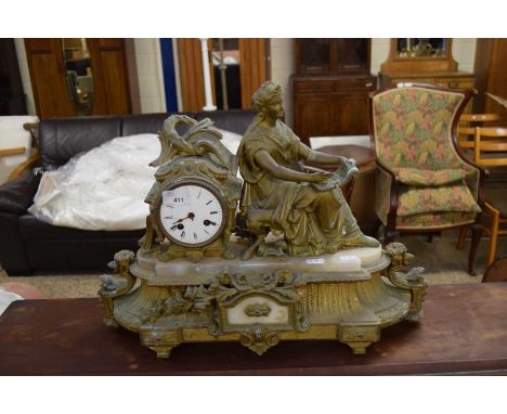 19TH CENTURY FRENCH ORMOLO FIGURAL MANTEL CLOCK, (FOR RESTORATION), 57CM HIGH