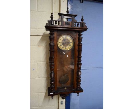 LATE VICTORIAN VIENNA WALL CLOCK IN MAHOGANY CASE, APPROX 120CM HIGH