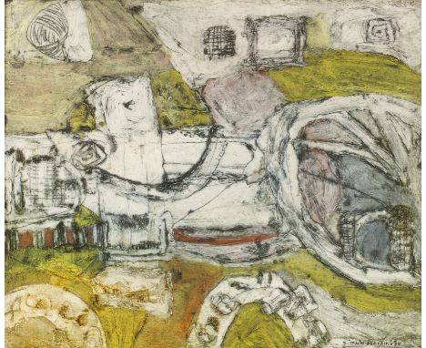 Padraig Macmiadhachain (1929-2017)Fields of the Guanche, 1970signed and dated (lower right), titled (to reverse)oil on board2
