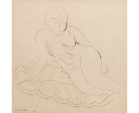 Eric Gill (1882-1940)Reclining Nude, 1927inscribed and dated (lower left)pencil and crayon on paper30 x 30cm. Provenance:Blon