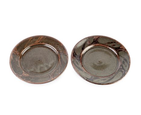 Rupert Spira (b.1960) Near pair of disheswith iron and tenmoku glazeeach with impressed potter's seal mark to the footrim20cm