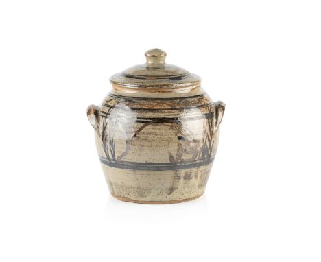 Rupert Spira (b.1960) Jar and covertwin handled, with iron brushwork and wheatsheaf style decorationunmarked25.5cm high. Prov