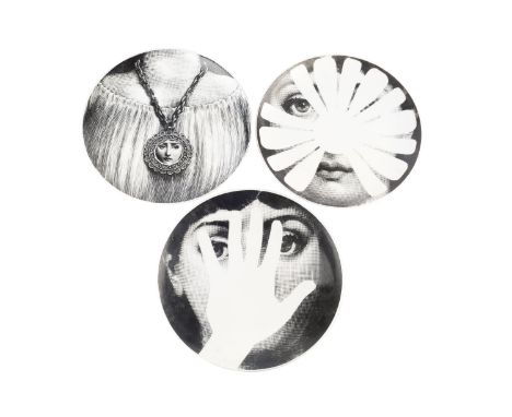 Piero Fornasetti (1913-1988)Three platesTema E Variazioni 16, 37, and 206printed markseach 26cm diameter (3).  These ones do 