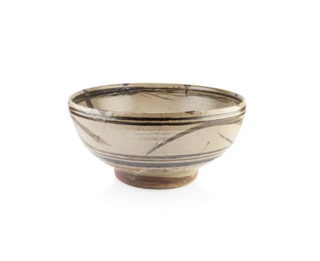 Rupert Spira (b.1960) Large bowloatmeal speckled glaze with green/brown brushworkimpressed potter's seal mark to the footrim4