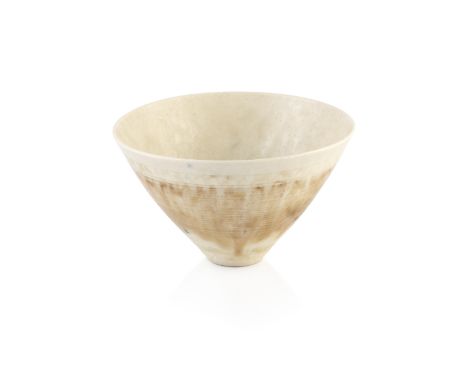 Lucie Rie (1902-1995) Early glazed bowlwith banded decoration to the exterior, circa 1955impressed potter's seal mark to the 