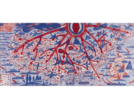 Grayson Perry (b.1960)The American Dreamscreenprint on fabric42 x 88cm.