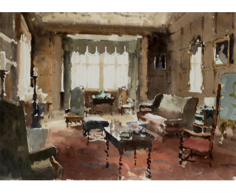 John Yardley (b.1933)The Sitting Roomsigned in pencil (lower right)watercolour34 x 47cm.  Generally good condition with light
