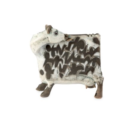 Lawson Rudge (b.1936)Model of a cow standingrakusigned27cm high x 26cm wide.  Updated 2:15pm 2nd December  Crazing throughout