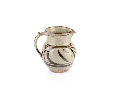 Rupert Spira (b.1960) Vessel with combed decorationunmarked, 16cm high;the other jug with abstract decoration, unmarked 13cm 