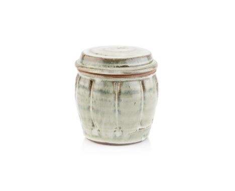 Attributed to Mike Dodd (b.1943)Storage jar and coverash glazeindistinct potter's seal filled with glaze13.5cm high overall. 