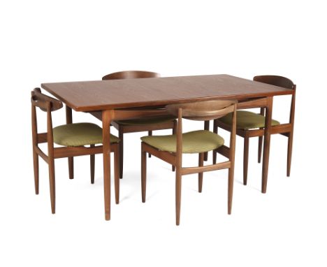 Ib Kofod-Larsen (1921-2003) for G PlanDining table and four chairs, circa 1960teak, the chairs with green fabric covers74cm h