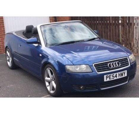 An Audi A4 1.8T convertible, Registration PE54 HWY, first registered 2004,  121,000 recd miles, engine and turbo replaced by 