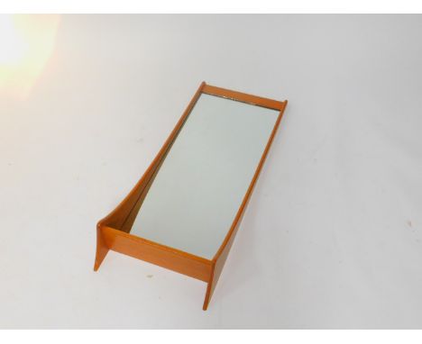 A Danish teak wall mirror with shelf, possibly Pedersen &amp; Hansen, 112cm H, 44cm W.