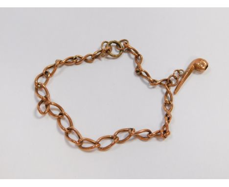 A 9ct rose gold bracelet, with a pipe charm, 4.4g.