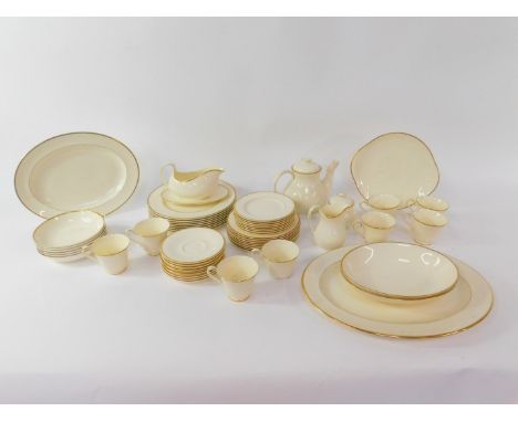 A Royal Doulton porcelain part dinner and tea service, decorated in the Heather pattern, Romance Collection, H5089, comprisin