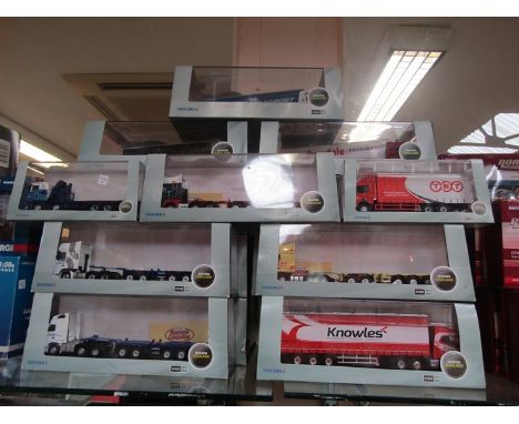 A collection of perpex cased Oxford Haulage 1:76 scale diecast trucks including some limited edition examples 