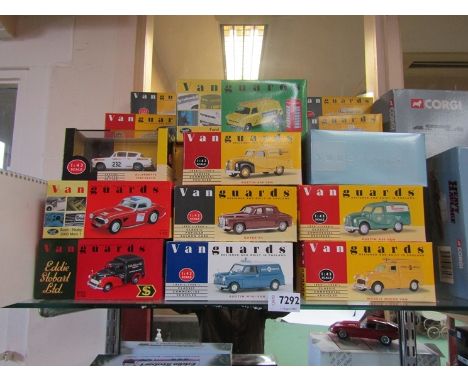 Forty six boxed Vanguards 1:14 scale diecast cars and commercial vehicles and a 1996 calendar 