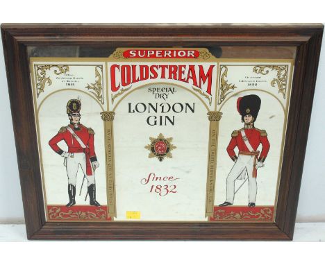 A Coldstream London Gin advertising mirror. 60 cm wide.