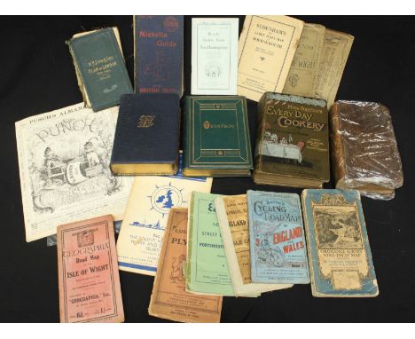 A collection of assorted books, vintage Ordnance Survey maps, prints and magazines, including Mrs. Beatons Everyday Cooking, 