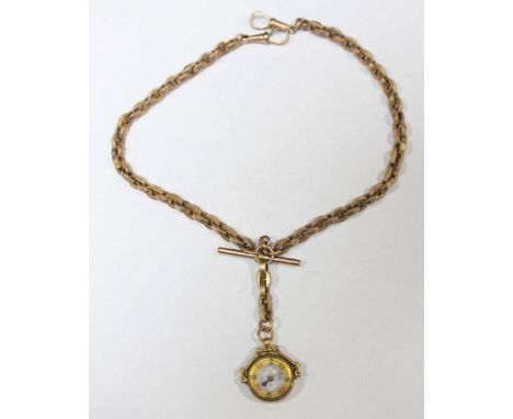 A 9ct gold double Albert chain, with a small 9ct gold compass fob. 28.2 grams.