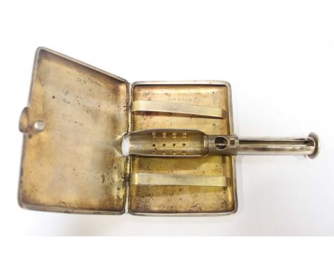 An unusual George V silver 'Barons Improved Combination Cartridge Case and Pipe Filler', hallmarked Birmingham 1923, with eng