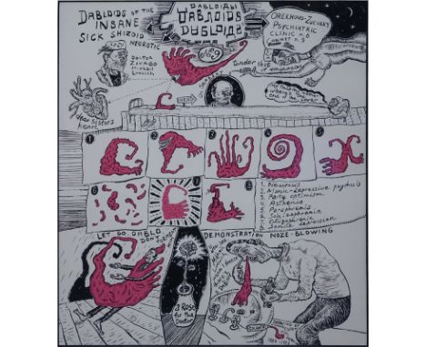 Leonid Tishkov, Russian (b. 1953) "Dabloids" Offset Lithograph Museum Poster for Eye on Europe Exhibition. Good condition. Me