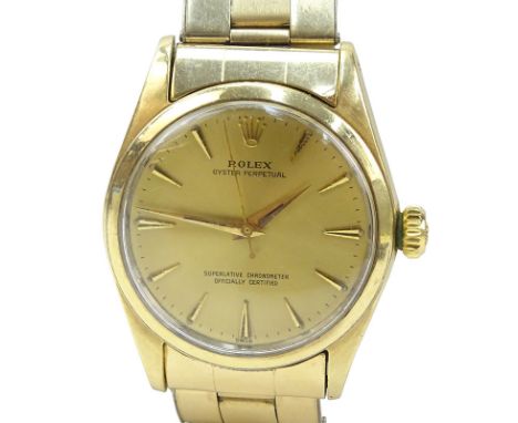 Man's Vintage Circa 1950s Rolex Gold Filled Oyster Perpetual Bracelet Watch. Signed. Running. Please note the gallery does no