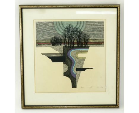 Fumio Fujita, Japanese (b. 1933) Abstract Color Woodblock on Paper. Signed, dated 1971, and numbered 10/700 in pencil lower R