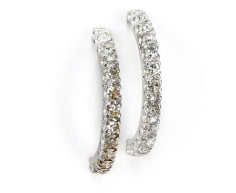 Vintage Diamond and White Gold Earrings, made from a Diamond Eternity Band. Diamonds F-G color. VS clarity. Unsigned. Good co