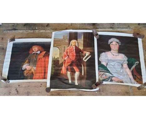 Interior Design - Three original painted canvases including - A large 20th century oil on canvas, After David Jacques Louis' 