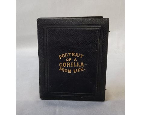 Victorian Humour - "A Portrait Of A Gorilla From Life" Moroccan leather novelty hand held mirror, impressed gilt lettering, b