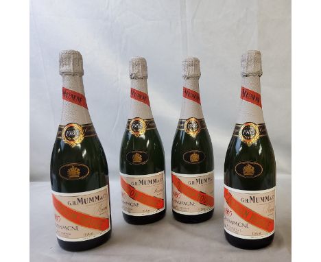 G.H. Mumm &amp; Co, Cordon Rouge champagne, 1985 vintage, four bottles, sealed 750ml, 12.5% vol. (4) 