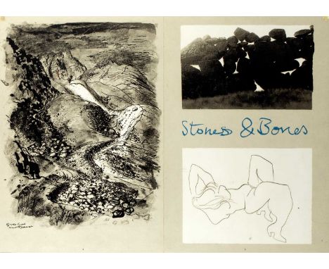 John Piper (1903-1992) 'Stones and bones', double-sided lithograph print, signed in pencil lower right, 50cm x 69cmOverall wi