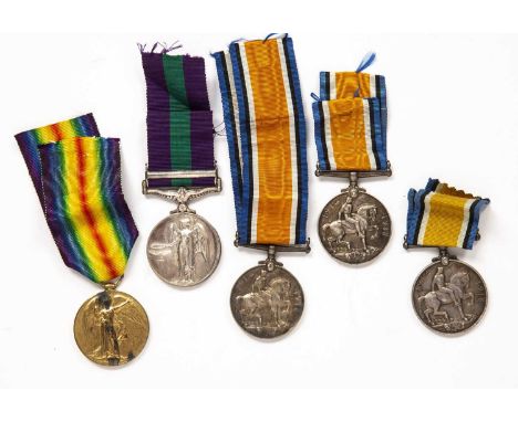 Militaria interest Five medals comprising of: set of WWI medals marked '4448 A. SJT. F. H. JONES, L'POOL R.', a single boxed 