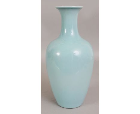 A CHINESE CLAIRE-DE-LUNE PORCELAIN VASE, the base with a Qianlong seal mark, 10.8in high.