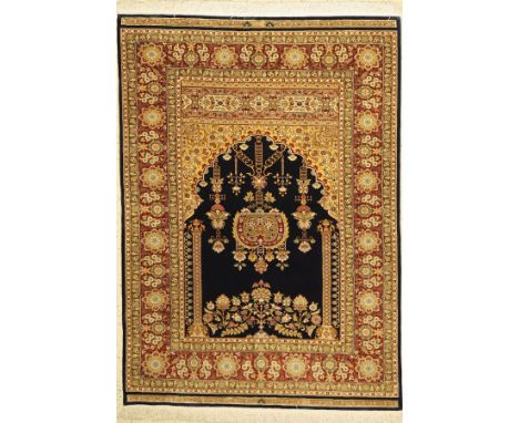 Hereke Seide fein,   Signiert(Cinar), Türkei,ca. 50 Jahre, reine Naturseide, ca. 172 x 123 cm, EHZ: 2Hereke silk fine, Signed