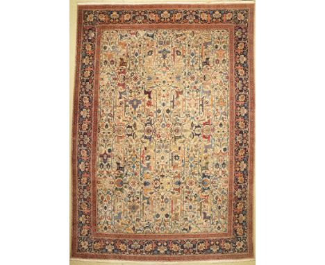 Täbriz fein(50 Raj),   Persien, um 1950, Korkwolle geknüpft auf Baumwolle, ca, 475 x 333 cm, EHZ: 2(minimale Florfehlstellen)