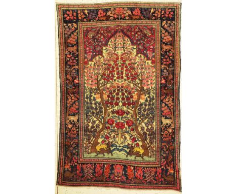 Lebensbaum Esfahan antik,   Persien, um 1900,Korkwolle geknüpft auf Baumwolle, ca. 210 x 138 cm, EHZ: 2-3Tree of life Isfahan